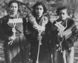 Howard unibertsitateko hiru ikasle, lepoan urka-sokak jarrita, legez onartua zegoen lintxamenduaren aurkako 1934ko protesta batean.