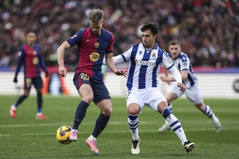 Zubimendi es una de las dudas, tras retirarse con molestias en el partido contra el Barcelona.