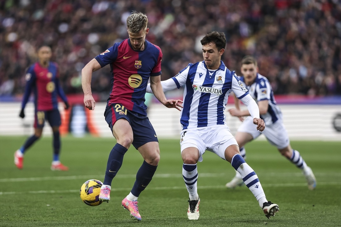 Zubimendi es una de las dudas, tras retirarse con molestias en el partido contra el Barcelona.