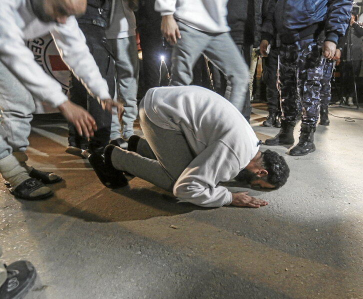 Presos palestinos liberados el pasado 27 de febrero.