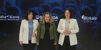 Las diputadas forales de Hacienda de los tres territorios han comparecido en Donostia.