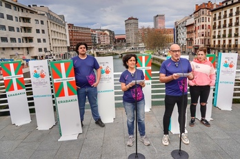 Miriam Camposek eta Josu Etxaburuk hartu dute hitza Bilbon egindako agerraldian.