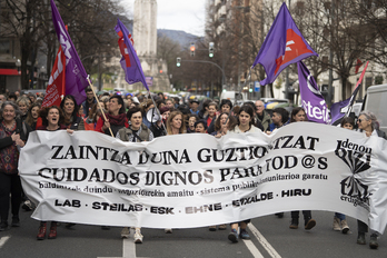 La movilización de Bilbo, con Garbiñe Aranburu (LAB) en la cabeza.