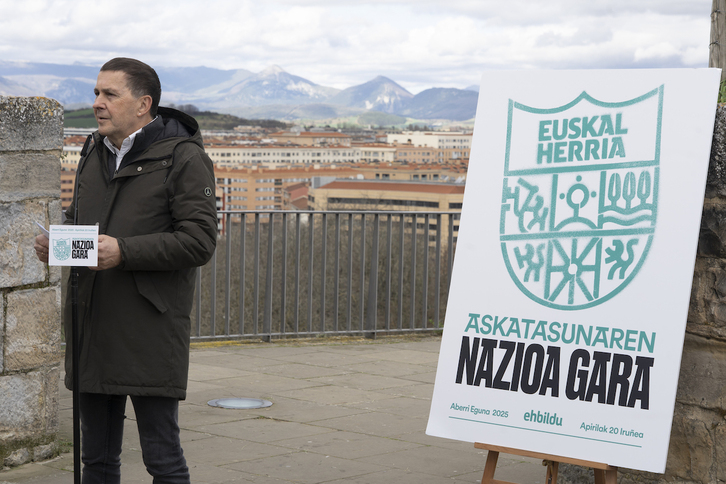 2025ko Aberri Egunaren aurkezpena egin du Arnaldo Otegik Iruñean.