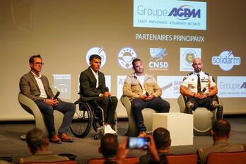 Trois acteurs du film et le réalisateur, Laurent Etchamendy, réunis lors d’une présentation du film.