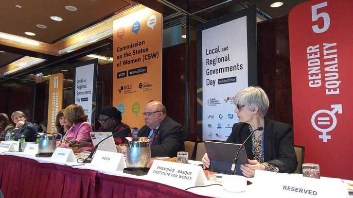 La directora de Emakunde, Miren Elgarresta, en la cita celebrada en Nueva York.