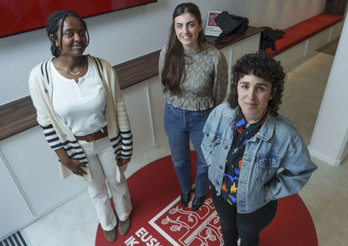 Eusko ikaskuntzak ikerketara bideratutako beken irabazleak, Zarate, Igoa eta Rodriguez.