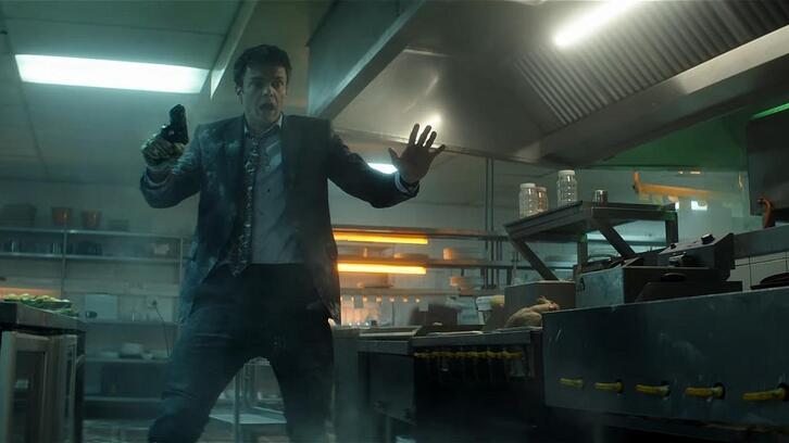 Jack Quaid, ‘Novocaine’ filmeko eszena batean.