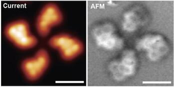 Lauburuaren forma duten elektroien irudia.