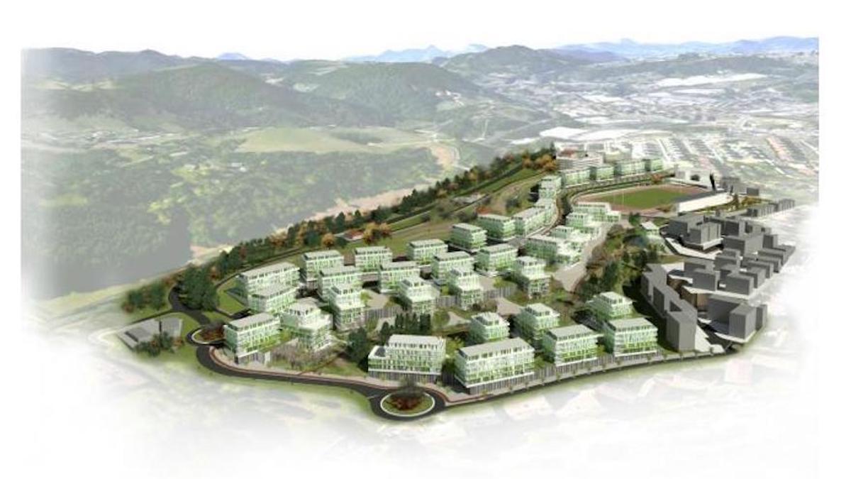 Proyecto urbanístico de Txenperenea, con el estadio deportivo a la derecha. (IRUNGO UDALA)
