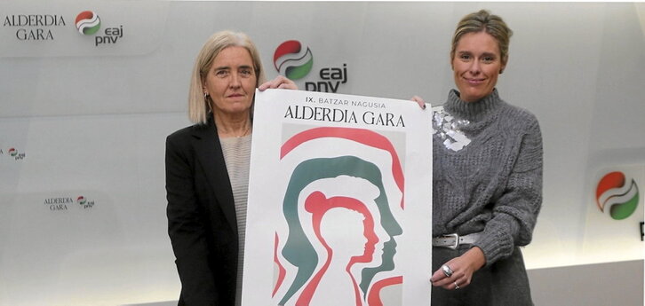 Arantza Kortabitarte eta Mireia Zarate, atzo IX. Batzar Nagusirako dei egiten.