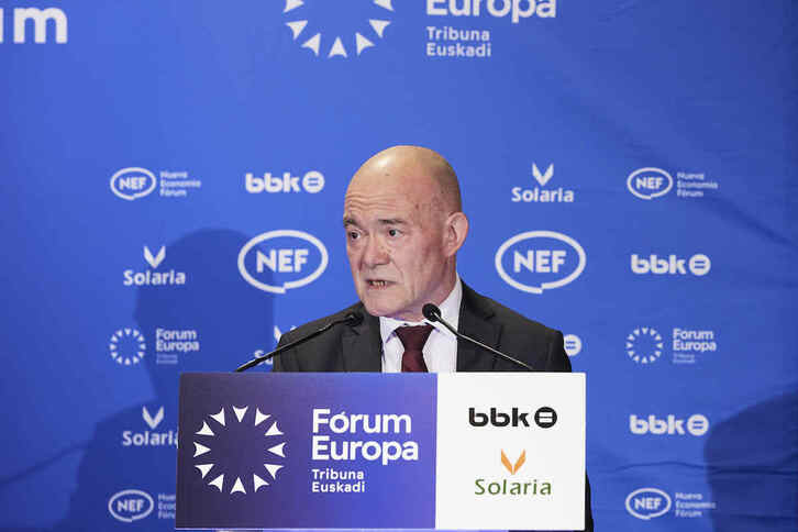 El consejero Juan Ignacio Pérez Iglesias, esta mañana en el Forum Europa-Tribuna Euskadi.