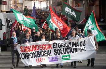 Movilización de trabajadores de Sunsundegui en Altsasu.