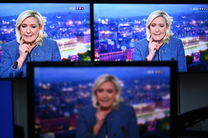 Marine Le Pen, entrevistada el lunes por la noche en TF1.