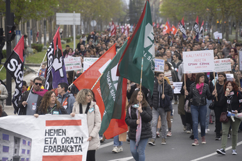 Manifestación de profesores y profesoras el miércoles en Gasteiz, en la novena jornada de huelga.