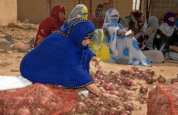 Tindufeko herritarrak eskuratu dituzten elikagaiak prestatzen, artxiboko irudi batean.