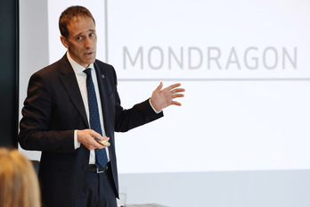 El presidente de Mondragon, Pello Rodriguez, en la presentación de los resultados de 2024, en febrero.