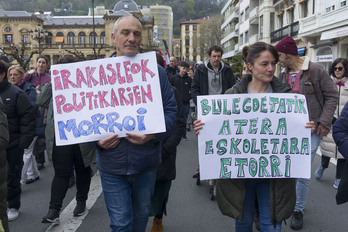 Docentes en una de las manifestaciones que han tenido lugar estos días pasados coincidiendo con las jornadas de huelga.