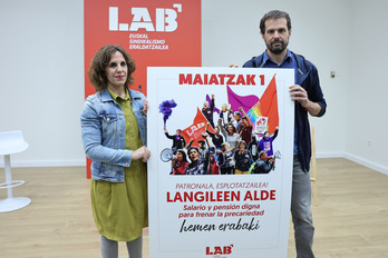 Maider Jauregi eta Igor Arroyo Bilbon egindako agerraldian.