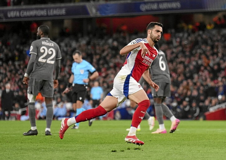Mikel Merino celebra su gol frente al Real Madrid.