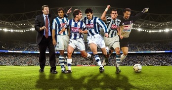 Fotomontaje con Toshack, De Paula, López Rekarte, Aranzabal, Kovacevic y Alberto.