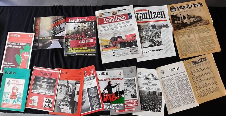 Los representantes de LAB, en el Archivo Contemporáneo de Nafarroa