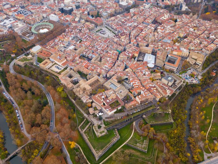 Vista aérea de Iruñea.