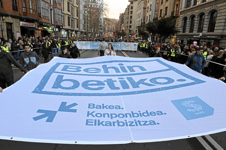 Movilización de Sare el pasado enero en Bilbo.