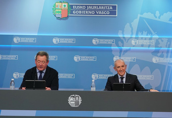 El consejero de Seguridad en 2023, Josu Erkoreka, y su sucesor, Bingen Zupiria.