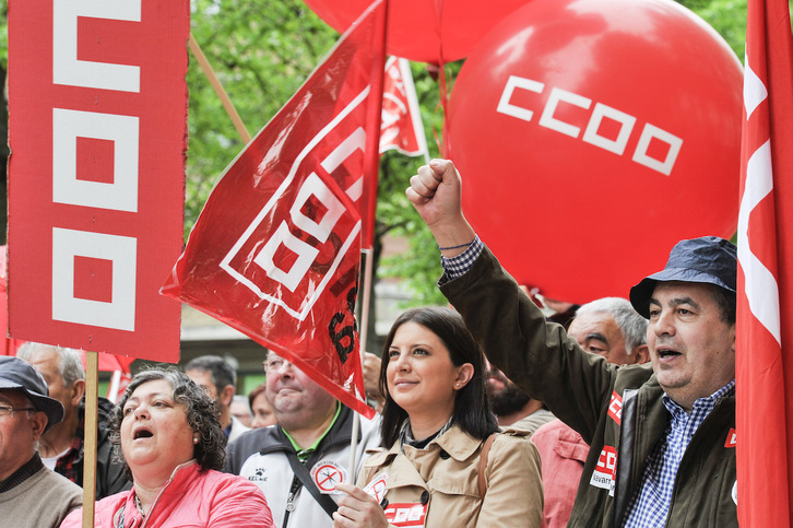 CCOO sindikatuak Iruñean egindako manifestazio baten artxiboko irudia.