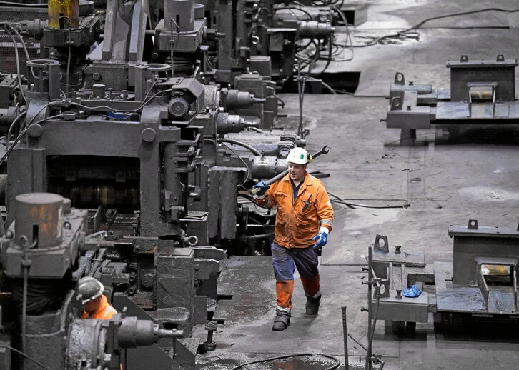 Trabajadores siderúrgicos de la British Steel en los altos hornos de Scunthorpe, la semana pasada.
