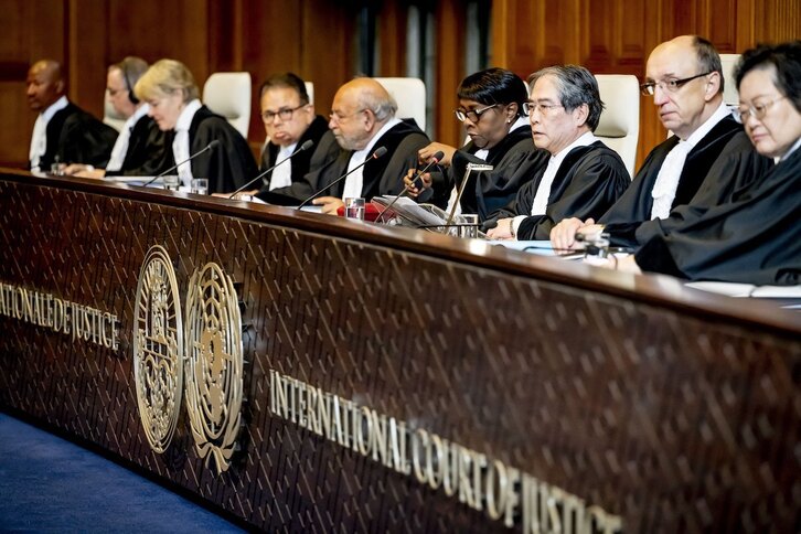 Los jueces de la Corte Internacional de Justicia, en la audiencia del lunes. 