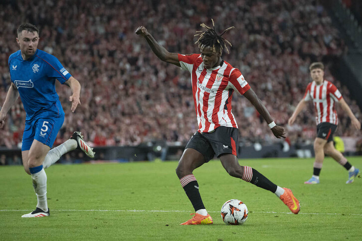 Nico Williams, protagonista en rueda de prensa, en la eliminatoria contra el Rangers.