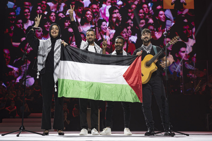 Shamali, Nasrallah, Aboqassim y Fadel, en el festival Maite Zaitut.