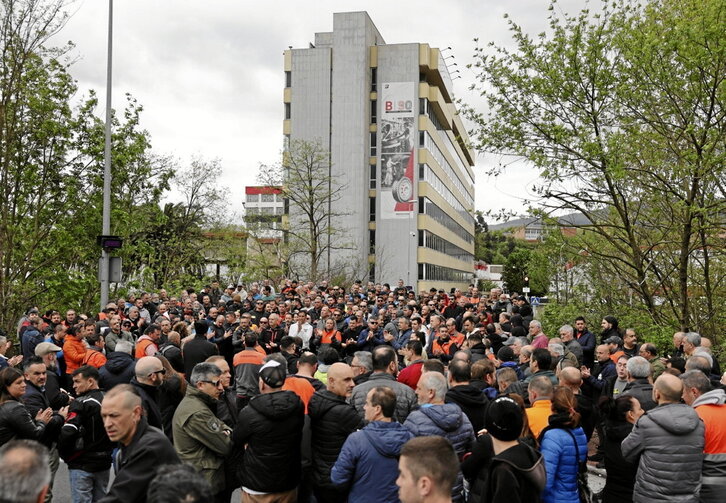 Basauriko eta Usansoloko Bridgestoneko langileen greba, iragan apirilean.