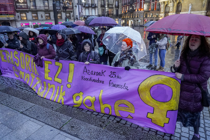 Concentración en Bilbo en febrero para denunciar una muerte por violencia machista.