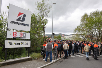 jornada de huelga de la plantilla de Bridgestone de Basauri el pasado 15 de abril.