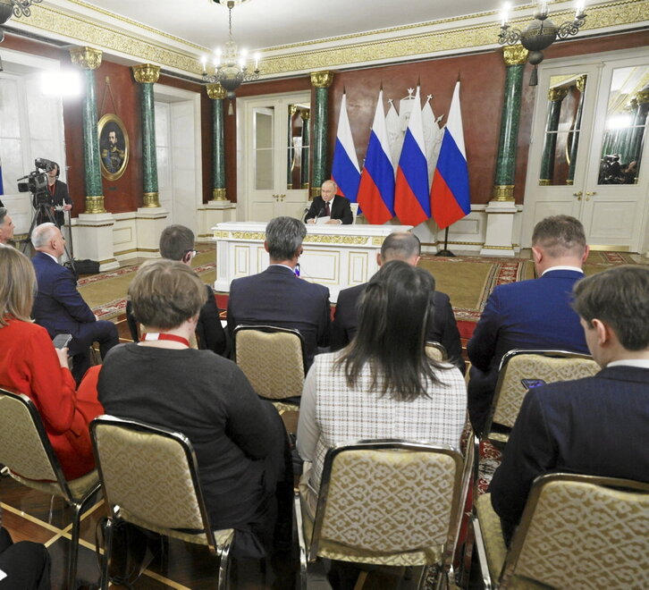 El presidente ruso, Vladimir Putin, durante la comparecencia del sábado.