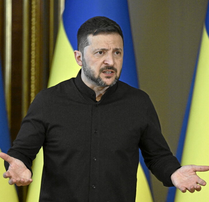 Volodimir Zelenski, en la comparecencia de ayer en Kiev.