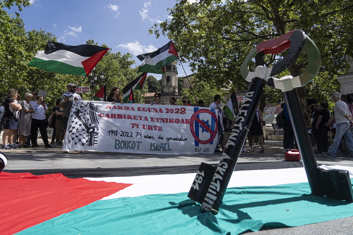 Concentración en conmemoración de la Nakba palestina en Bilbo en 2022.