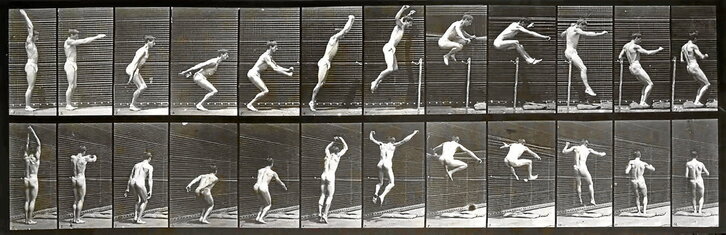 Una de las obras de Eadweard Muybridge, «Animal locomotion, imagen 161, 1887», que documenta el movimiento humano.