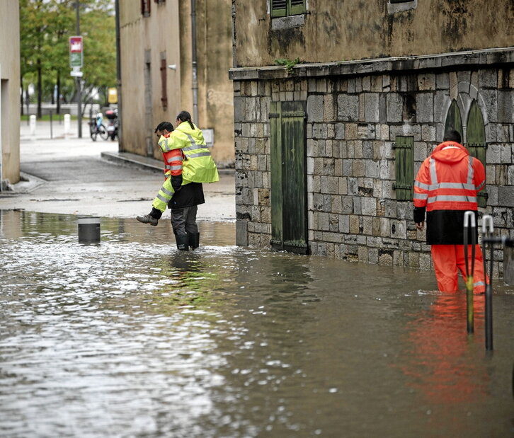 Baionan 2024ko urrian izan ziren uholdeak.