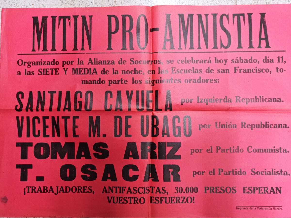 Cartel de un mitin proamnistía en el que participó Ariz. (OSASUNA MEMORIA)