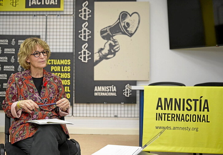 Agnes Callamard Amnesty Internationaleko idazkari nagusia, Estatu espainoleko egoitzan egindako elkarrizketa batean.