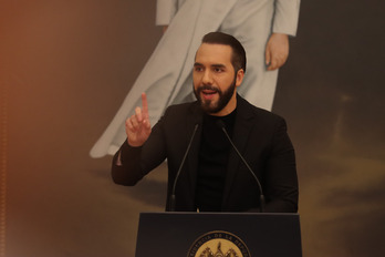 El presidente salvadoreño, Nayib Bukele, en una comparecencia el pasado mes de enero.