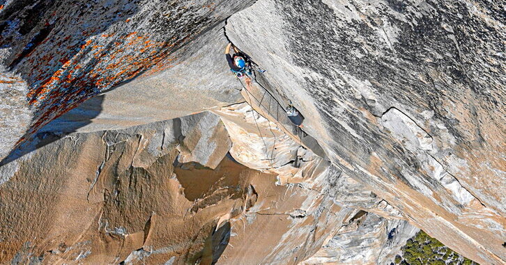 Soline Kentzel «The Nose» bidean, bakarkako estiloan eskalatzen.