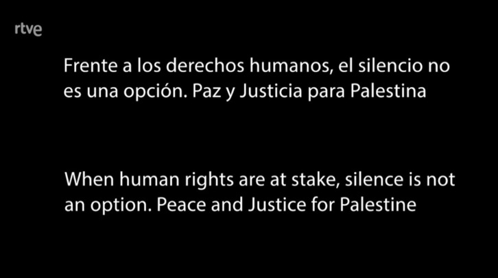 Mensaje de RTVE en alusión a la participación de Israel en Eurovisión.