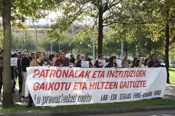 Concentración de la intersindical contra los accidentes laborales.