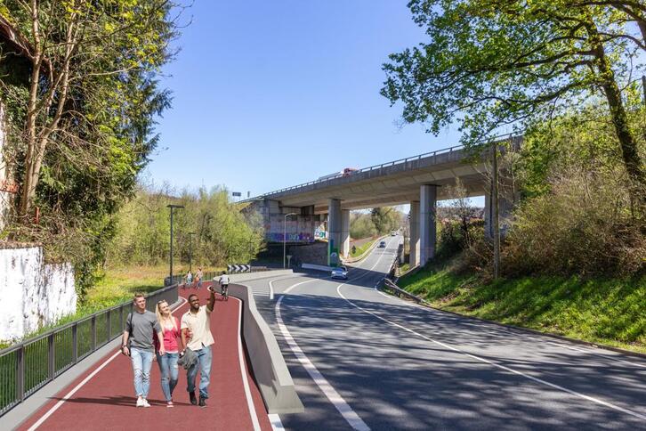 Fotomontaje del futuro bidegorri entre Rekalde y Galarreta.