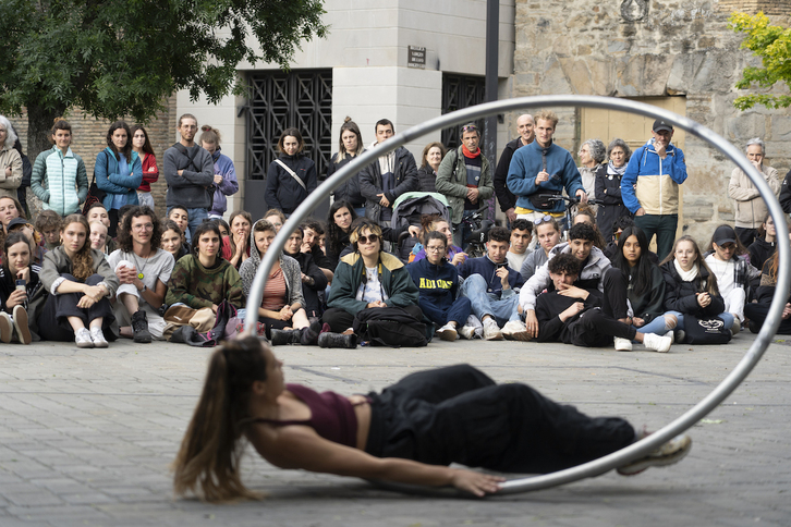 Euskaraldiaren hasiera Iruñeko O-ren plazan, maiatzean.